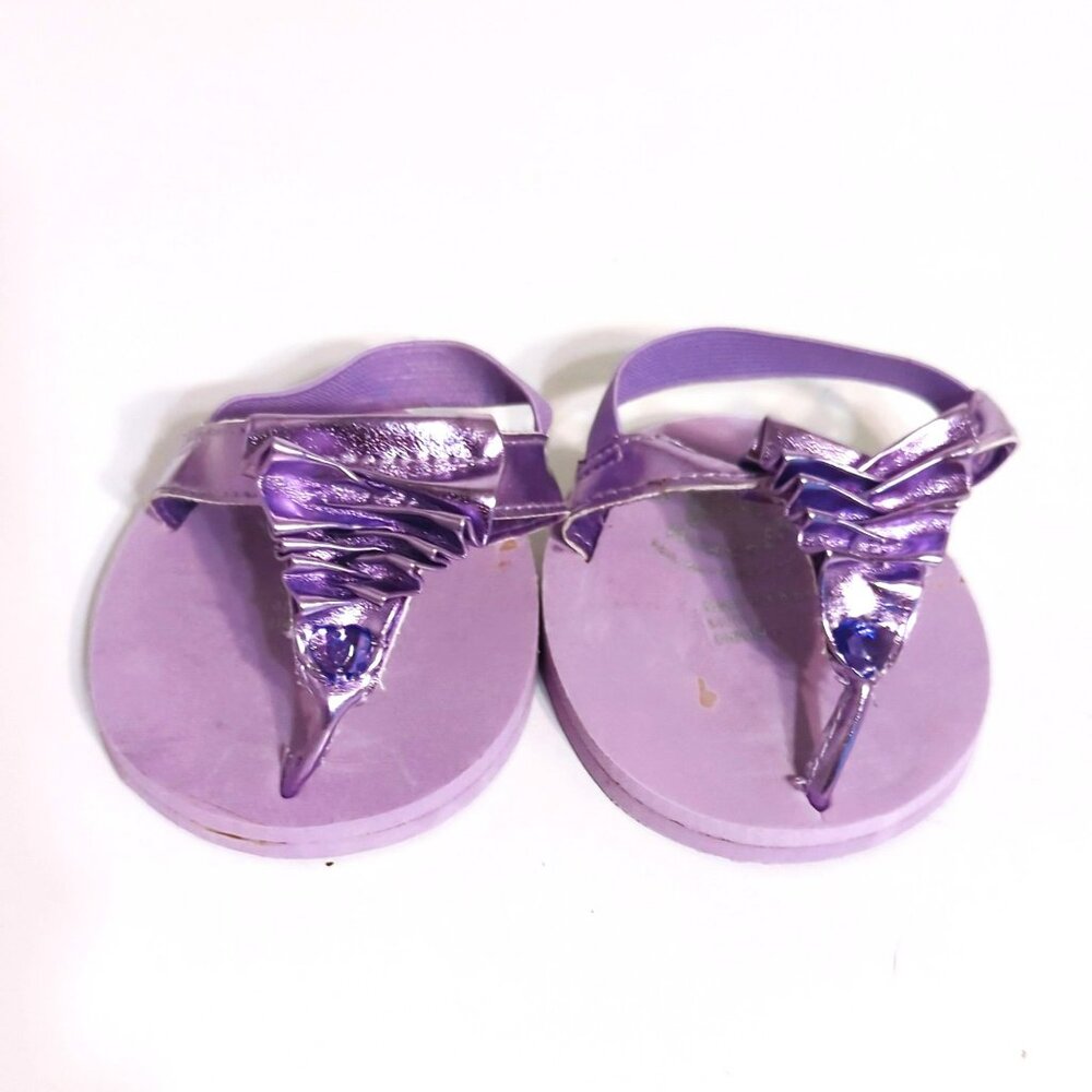 Build A Bear Workshop Purple Shoes Sandals With Metallic Ruffles